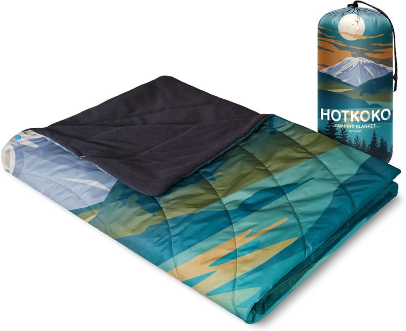 hotkoko Hooded Stadium Blanket, Waterproof Fleece Wearable Camping Blanket - Image 3